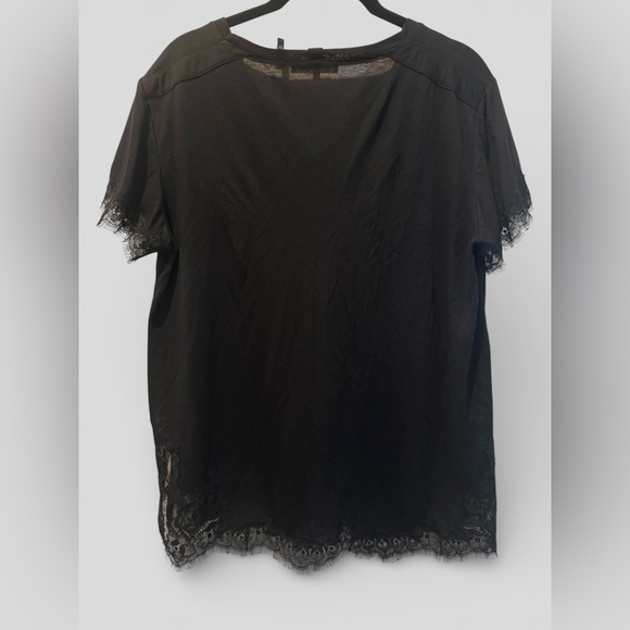 Helmut Lang Black Lace V-Neck T-Shirt Women's Size M - Picture 3 of 6